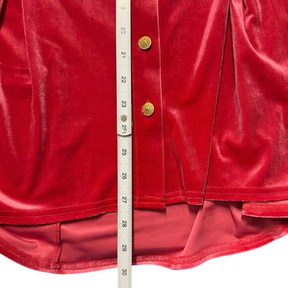 Soft Surroundings Women’s XL Enchanted Velvet Shirt Sangria Red Gold Buttons - Picture 9 of 13